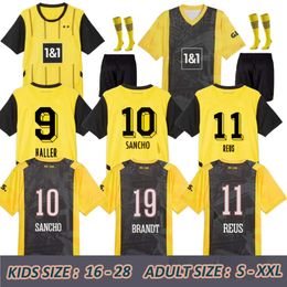 S-2XL HALLER Soccer Jerseys 23 24 25 Cup REUS 2024 Borussia soccer football shirt NEONGELB HUMMELS BRANDT DORTMUND player Men Kids Special All black maillot de foot