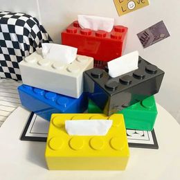 Tissue Boxes Napkins Building block spring tissue box wall non perforated paper rack bathroom living room cartoon tissue box Organiser movable B240514
