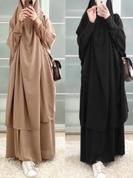 Ethnic Clothing Eid Hooded Muslim Women Hijab Dress Prayer Garment Abaya Long Khimar Ramadan Gown Abayas Skirt Sets Islamic Clothes Niqab jilbab T240515
