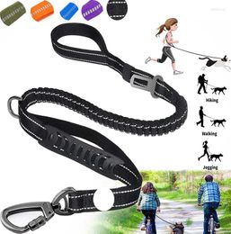 Dog Collars 1.9m Strong Bungee Leash Puppy High Quality Reflective Traction Rope Comfortable 2 Padded Handle Absorbing Pet