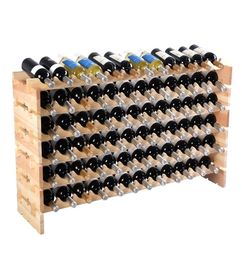 New 72 Bottle Wood Wine Rack Stackable Storage 6 Tier Storage Display Shelves7606806