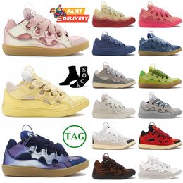 Designer Curb Sneakers Top Quality Men Women Lace-up Casual lanvinn shoes extraordinary leather nappa calfskin platform Rubber Sole Luxury fashion trainers