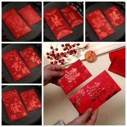 Gift Wrap 6Pcs Cartoon Wishes Red Envelope Money Pouch Traditional Chinese Wedding Hongbao Fodable Art Party Gifts