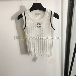 Women Knits T Shirt Luxury Embroidered Tanks Top Crew Neck Vest Spring Summer Fashion Vests