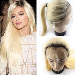 Wigs 150% Density Ombre Pre Plucked Lace Front Wigs With Baby Hair 1222 inch Brazilian Straight 1B/613 Honey Blonde Human Hair Wigs