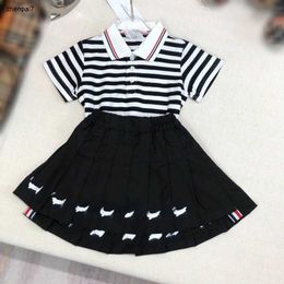 Top baby tracksuits Summer girls dress kids designer clothes Size 100-160 CM Striped design POLO shirt and short skirt 24May