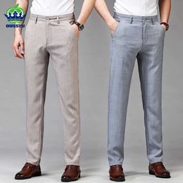 Men's Pants Dress Pants Men Business Office Elastic Wrinkle Resistant Trousers Man Casual Loose Thin Straight Pants for Male Big Size 30-40 Y240514