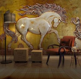 Dropship Custom Any Size Abstract 3D Stereoscopic Relief Horse Art Wall Painting For Living Room Study Room Bedroom Wall Murals Wa9173166