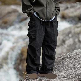 Men's Pants Men Outdoor Elastic Waist Waterproof Multi Pockets Straight Camping Climbing Long Cargo Trousers City Tactical Hiking Wear