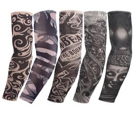 Fashio Elastic Tattoo Sleeves Riding UV Care Cool Printed Sunproof Arm Protection Glove Fake Temporary Tattoo9810286