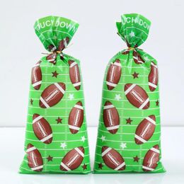 Gift Wrap 25/50Pcs Rugby Candy Bags For Kids Boy American Football Cookies Packaging Bag Birthday Party Decor Supplies