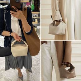 The Row TR Lady Box Bag Designer Lunch Handbag Best-quality Cowhide Handheld Small Square Female White Bag