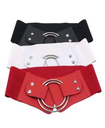 Fashion Vintage Women Cummerbund Wide Waist Elastic Belts For Ladies Stretchy Corset Waistband Metal Big Ring Women039s Belt3470733