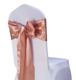 25PCLot Chair Sashes Bow Tie 7quot X108quot Wedding Satin Gold Cover Decor Party Banquet Venue 2205142076554