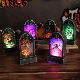 Party Decoration Halloween LED Tombstone Light Glowing Horror Happy Home Garden Decor Retro Simulation Gravestone Lamp