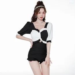 One-piece Sexy Backless Thin Belly Covering Girl Style Short Sleeve Conservative Spring Vacation Bikini