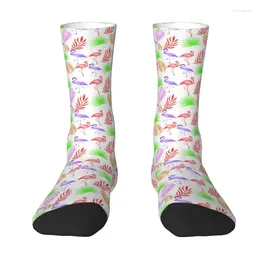 Men's Socks Flamingo Bird Tropical Plants Seamless Pattern Crew Unisex Kawaii 3D Printing Dress