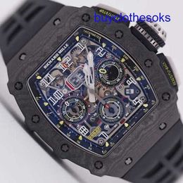 RM Tourbillon Wrist Watch Rm11-03 Series Black Knight Ntpt Carbon Fibre Timing Machine Swiss Famous Rm1103 Chronograph