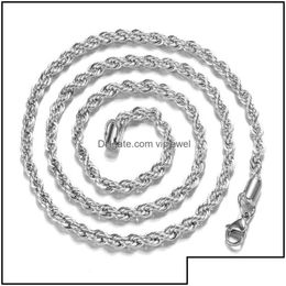 Chains Chains 925 Sterling Sier 2Mm M Twisted Rope Chain Necklaces For Women Men Fashion Jewellery 16 18 20 22 24 26 28 30 Inches Drop D Dhsg9