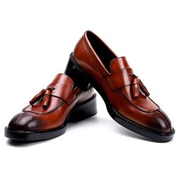 British Style Thick heel Mens Oxfords Genuine Leather Handmade Wedding Dress Shoes Male Office Shoe Size 38457751445