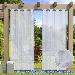 Curtain Outdoor For Patio Waterproof Breathable Lawn Sheer Curtains Garden White Grommet Window Exterior Pergola Decor