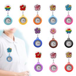 Pocket Watch Chain Pentapetal Flower Clip Watches Clip-On Lapel Hanging Nurses Brooch Nurse Pin-On Doctor For Women And Men Retractabl Oti2X