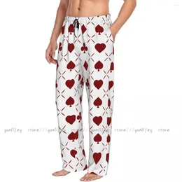 Men's Sleepwear Men Sleep Bottoms Male Lounge Trousers Red Poker Hearts Clubs Spades And Diamonds Pyjama Pants