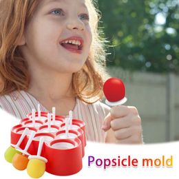 Baking Moulds Silicone Mini 9 Holes Popsicle Molds Ice Cream Maker Easy Demoulding With Stick Lolly Mold Red Lollipop Kids