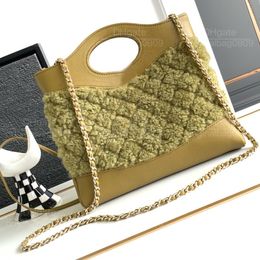 12A 1:1 Top Quality Designer Tote Bags Handmade Creative Real Leather Patchwork Woollen Design Olive Green Casual Style Women's Luxury Shoulder Bags With Original Box.