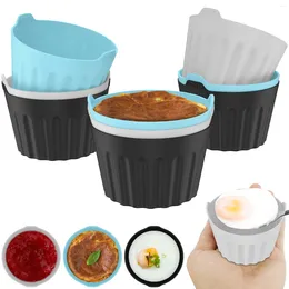 Baking Moulds 9Pcs Air Fryer Egg Poacher Cups Food Grade Silicone Poaching Heat-Resistant Round Ramekins Reusable