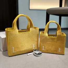 Tote beach bag Designer women's handbag luxury embroidered shopping bag grass woven vegetable basket French style shoulder bag