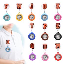 Pocket Watches Orange Letter 26 Clip Watche For Nurse With Sile Case Fob Nurses Watch Doctors Brooch Medical Workers Drop Delivery Ottcx