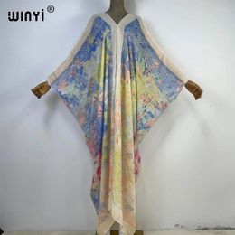 Printed Batwing Sleeve Loose Kaftan Street Wear Maxi Bohemian Dress Women Beach Swim Suit Cover Up Muslim Abaya