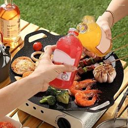 Pans Outdoor BBQ Pot Grill Pan Roastig Frying Non-stick Barbecue Plate Induction Cooker Baking Tray Camping Kitchen Bakeware
