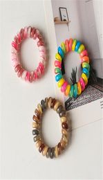 8 Colour Gradient Telephone Wire hairband Colourful Ponytail Holder Elastic Phone Cord Line hair tie hair accessories kid gift KJJ183751046