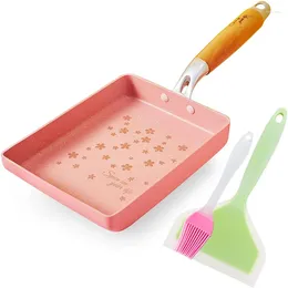 Pans Japanese Omelette Pan Nonstick Tamagoyaki Egg Rectangle Small Black Non-Stick Frying Pancake Kitchen Pot Pink