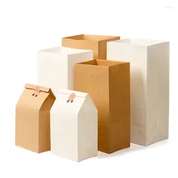 Gift Wrap 10/20Pcs Reusable Kraft Paper Bag Wedding Candy Takeaway Baking Environmentally Friendly Dry Packaging Bags