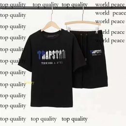 Trapstar Tracksuit High Quality London T Shirt Chest Blue White Colour Towel Embroidery Mens Shirt And Shorts Casual Street Shirts British Fashion Spor 537