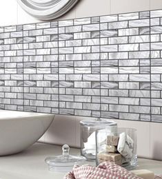Grey White 3D Stereo Simulation Brick Wall Stickers DIY Living Room Bathroom Bedroom Kitchen Tile Decor Selfadhesive Wallpaper Po5327467