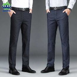 Men's Pants High Quality Autumn Winter Mens Suit Pants Dress Pant Business Office Black Blue Elastic Classic Trousers Male Big Size 30-38 Y240514