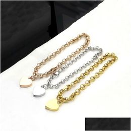 Chain Europe America Fashion Style Men Lady Women Titanium Steel 18K Gold Thick Bracelet With G Initials Heart Pentagram Drop Deliver Dhsfn