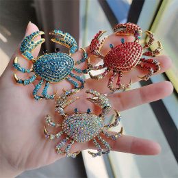 Fashion Rhinestone Crab Brooches For Women Men Exquisite Sea Animal Brooch Alloy Clothing Coat Pins Party Jewellery Gifts