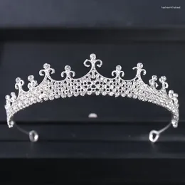 Hair Clips Silver Colour Crystal Crown Tiara Rhinestone Prom Diadem For Women Bride Bridal Wedding Accessories Jewellery Gift