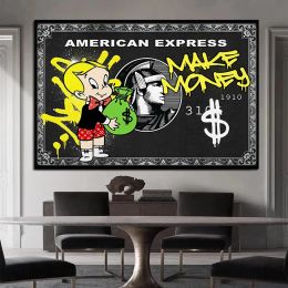 Alec Graffiti Monopoly Make Money Street Art Canvas Print Painting Wall Picture Modern Living Room Home Decoration Poster