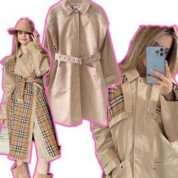 undefined Designer Long trench coat B brand Windbreaker Lattice High quality clothing jackets autumn and winter clothes embroidered jacket's 2024 Parker coats