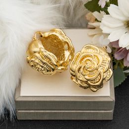 Rose Design Earrings for Women African Gold Color Hollow Out Hoop Weddings Bride Statement Big Size Ear Accessories 240515