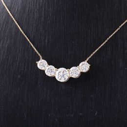 Redoors Tiny 5 Round Stones Necklace Cluster 10K/14K/ Gold Custom Moissanite Diamond Pendant
