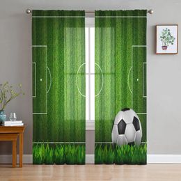 Curtain Soccer Football Game Gymnasium Green Sheer Curtains For Living Room Decoration Window Kitchen Tulle Voile