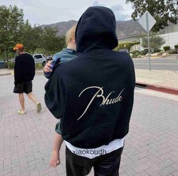 Rhude High end designer Hoodies for mens High street capsule zipper letter embroidery casual mens and womens Hoodie sweater jacket With 1:1 original labels