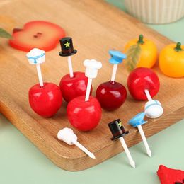 Forks 8Pcs/set Cartoon Hats Fruit Fork Children's Cake Dessert Picks Toothpick DIY Kids Bento Lunch Box Decoration Accessories